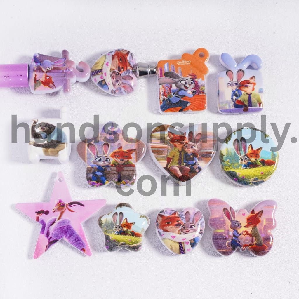 Crazy Animal City Series Print in Various Designs & Shapes Acrylic Beads Pendant Random Mix