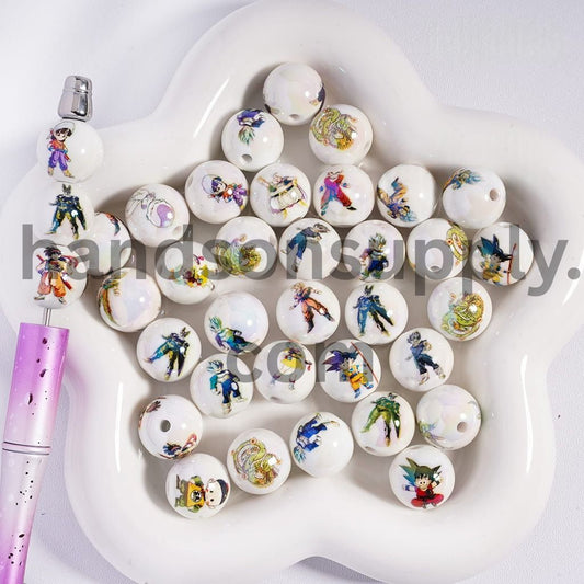 UV‑Coated Kung Fu Animation Acrylic Beads 16mm Random Mix