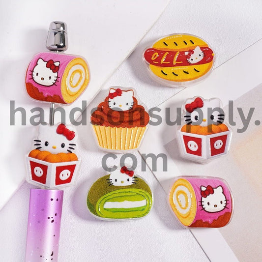 Cute Cat & Food Concavo‑Convex Acrylic Beads Random Mix