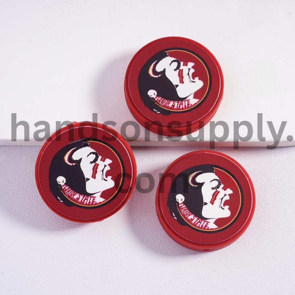 USA America College Football Florida State, Flat Round Shape Silicone Focal Beads