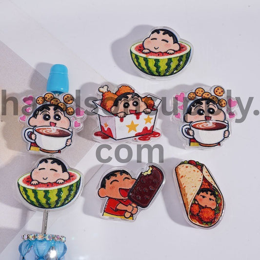 Translucent Japanese Funny Boy Comic Character & Food Theme, Acrylic Beads Random Mix