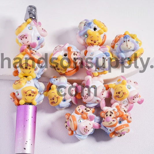 Clay Beads with Classic Animation Character Series and AB Rhinestones, 20MM