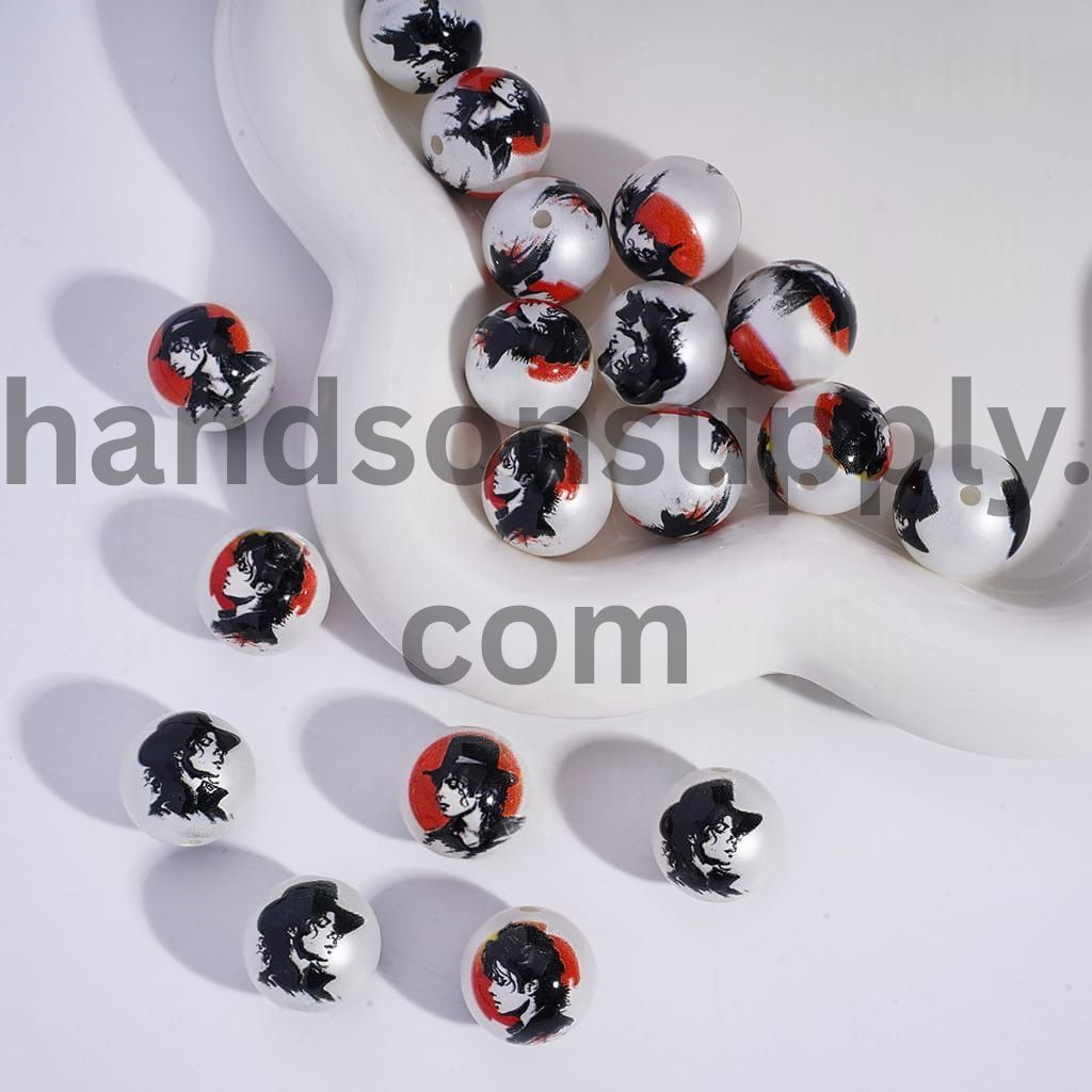 USA American Music Star Cute Pop Singer Character Round Acrylic Beads 16mm