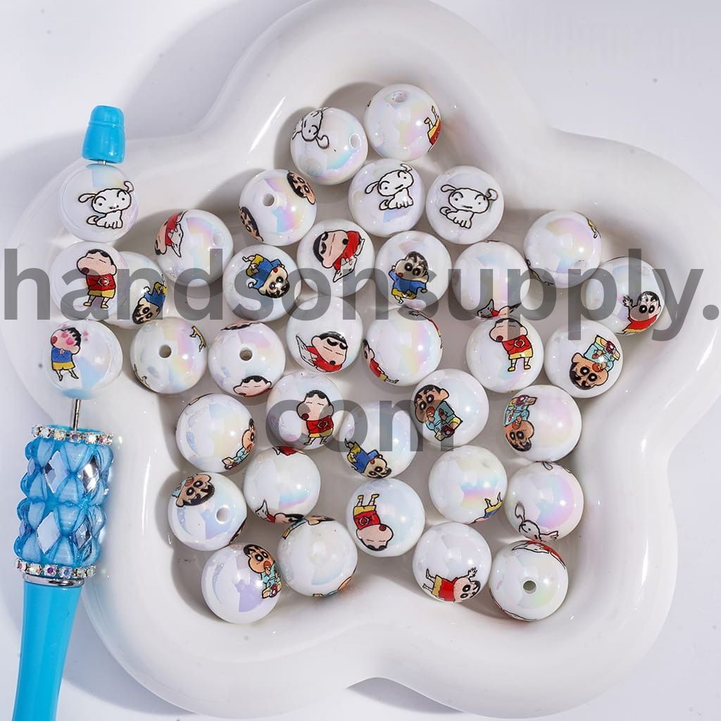 Cute Japanese Anime Style Funny Boy Character 16mm Round Acrylic Beads Random Mix