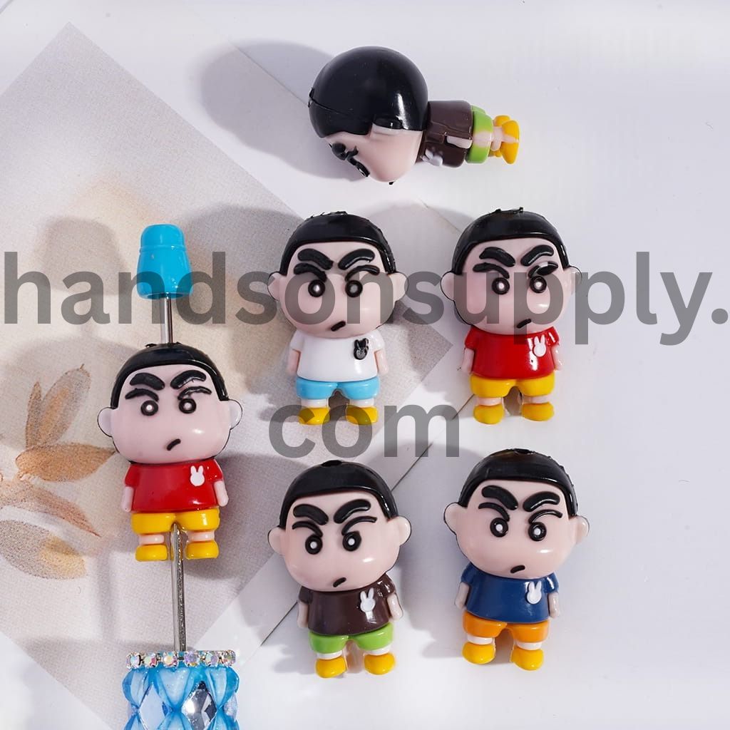 Japanese Funny Boy Comic Character Soft PVC Rubber Beads, Height 30MM, Random Mix