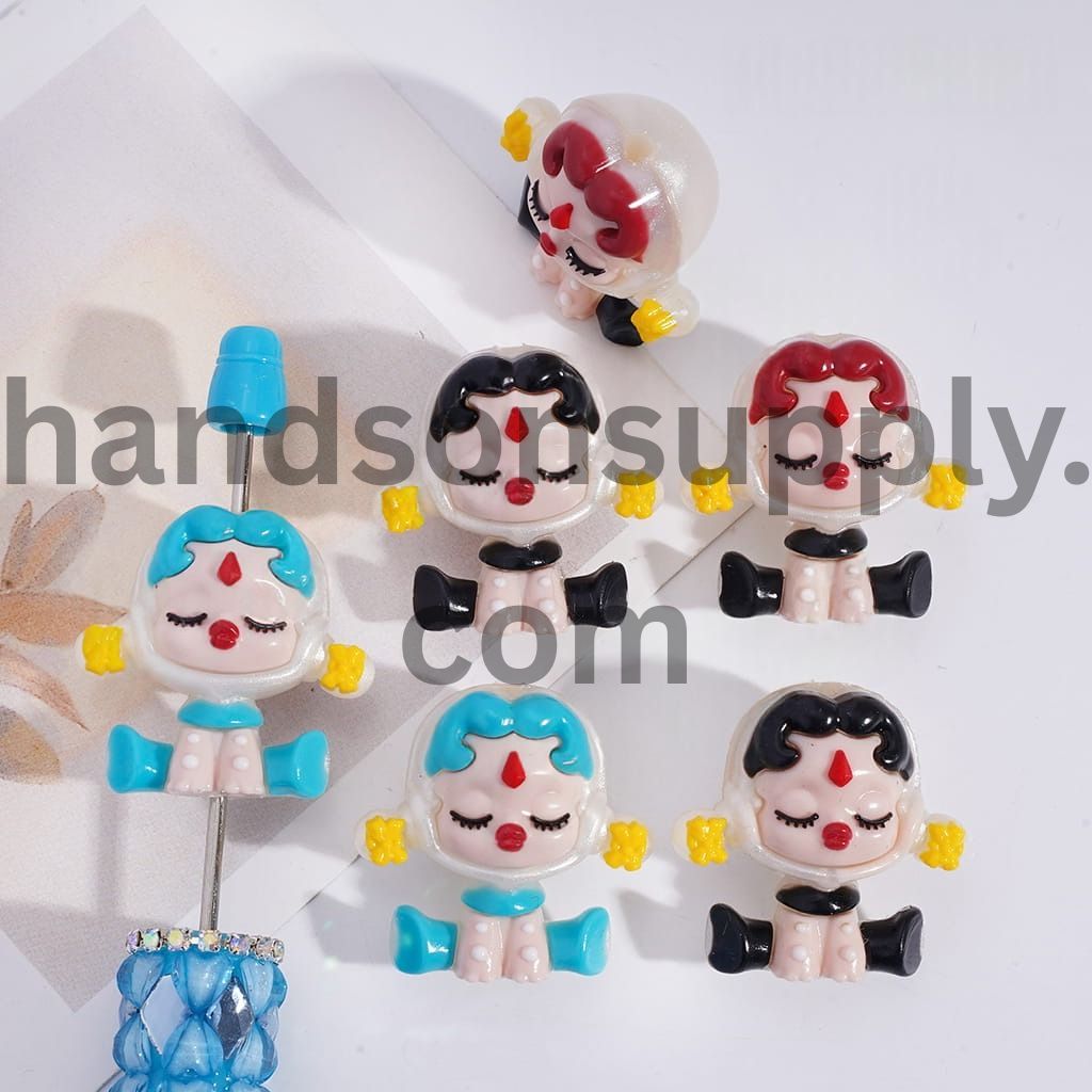 Beautiful Baby Girl with Closed Eyes Sitting Gesture, Soft PVC Rubber Beads Height 29MM, Random Mix