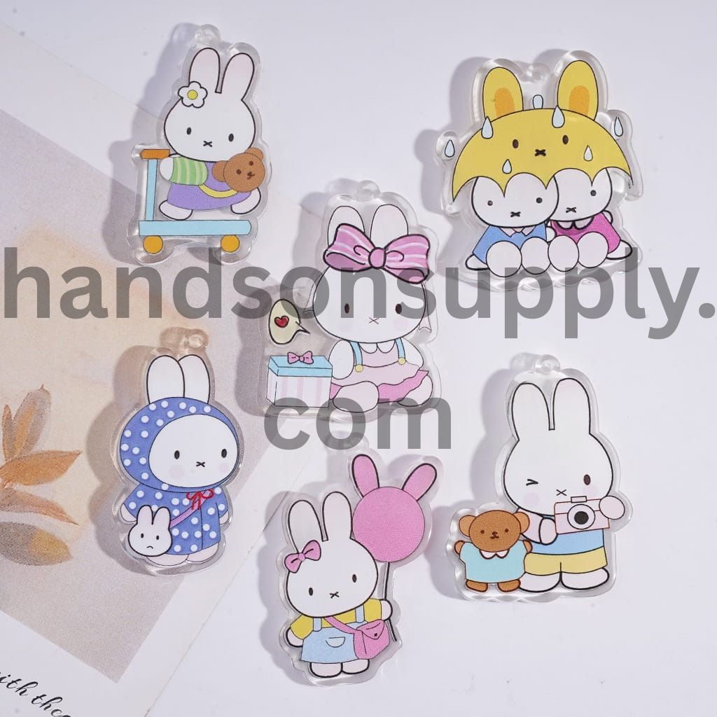 Cute Classic White Bunny Series Translucence, Acrylic Pendant Random Mix