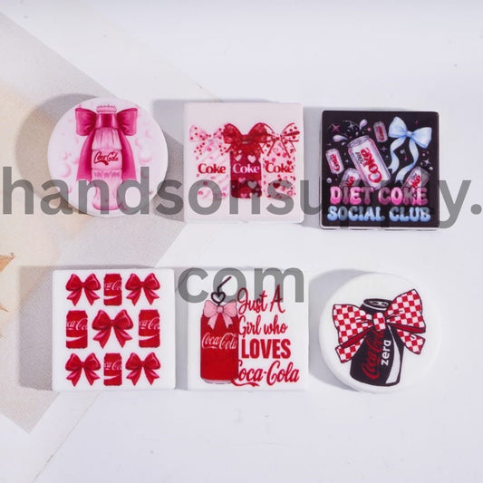 Cute Soda Drink Cup with Bowtie Sweet Style Silicone Focal Beads Random Mix