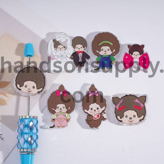 Adorable Baby Monkey Colorful Doll Print Acrylic Beads Random Mix