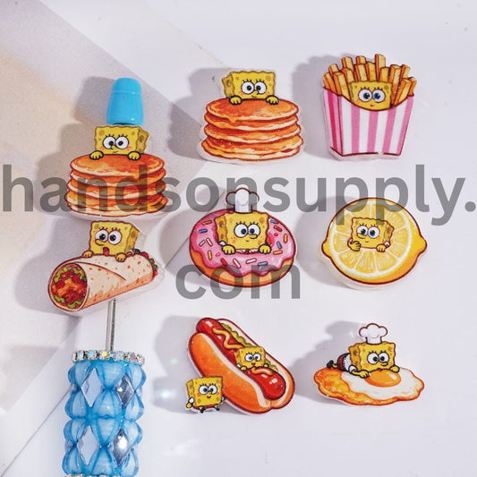 Yellow Sponge Baby Character Fast‑Food Theme Acrylic Beads Random Mix