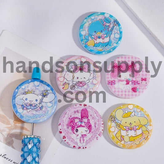 Japanese Adorable Character Series Round Acrylic Beads, 39MM Random Mix