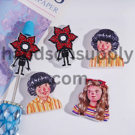 Translucent Quirky World Character Acrylic Beads in Horror Style Random Mix
