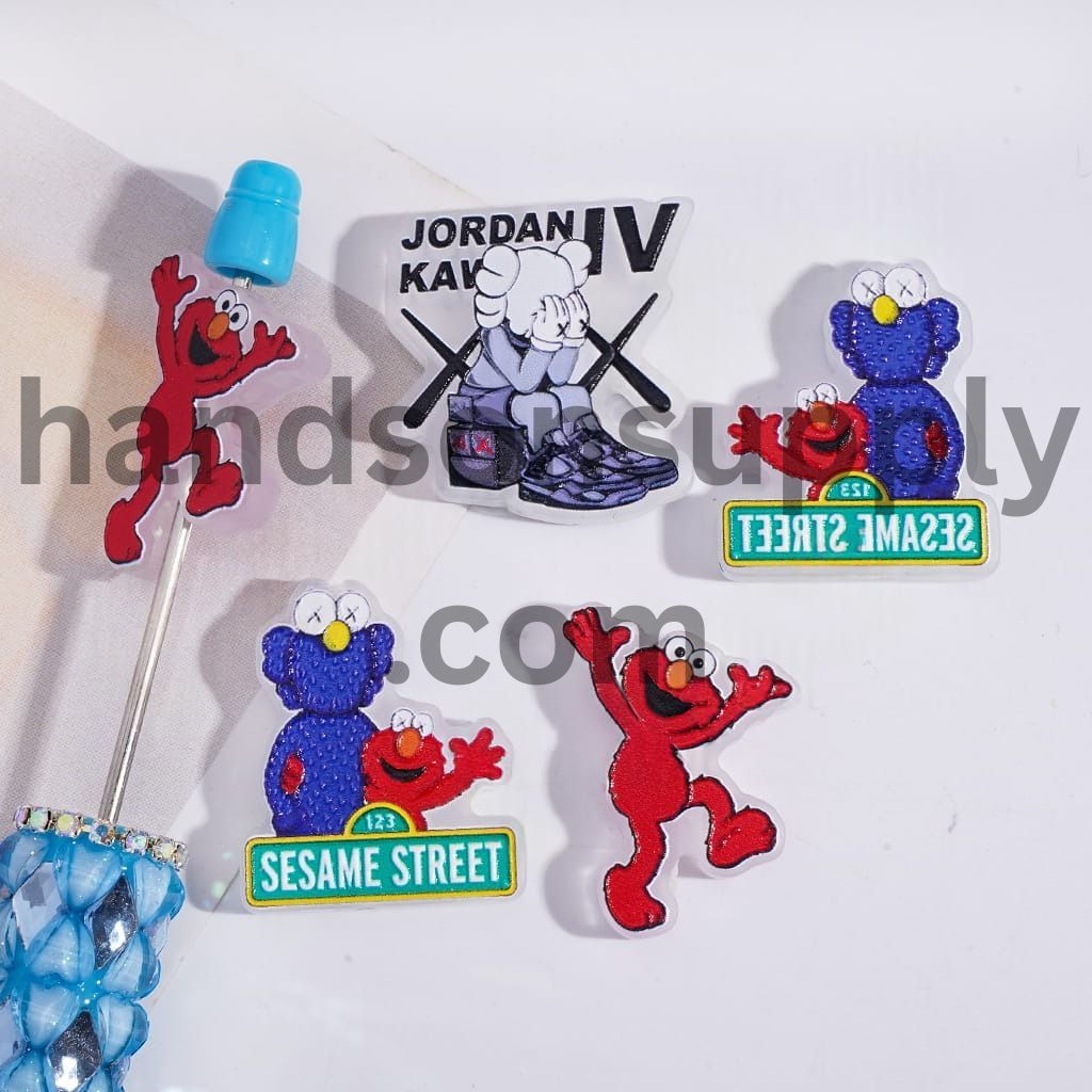 Translucent Classic Puppet & Ugly Doll Character Print Acrylic Beads Random Mix