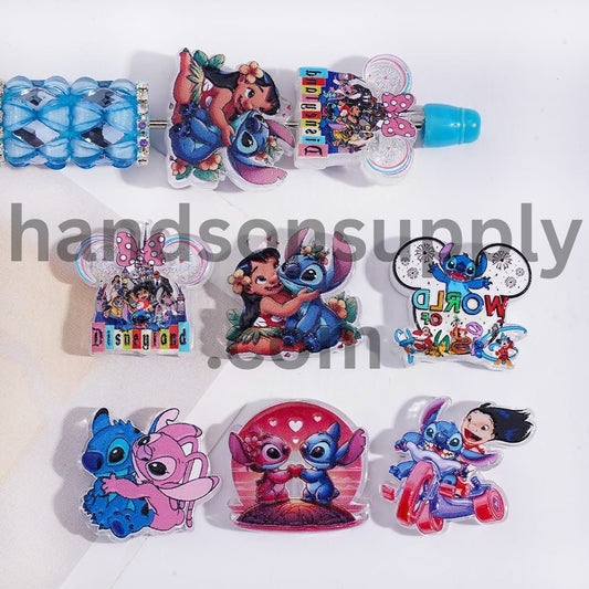 Translucent Blue Monster Character Series Acrylic Beads Random Mix