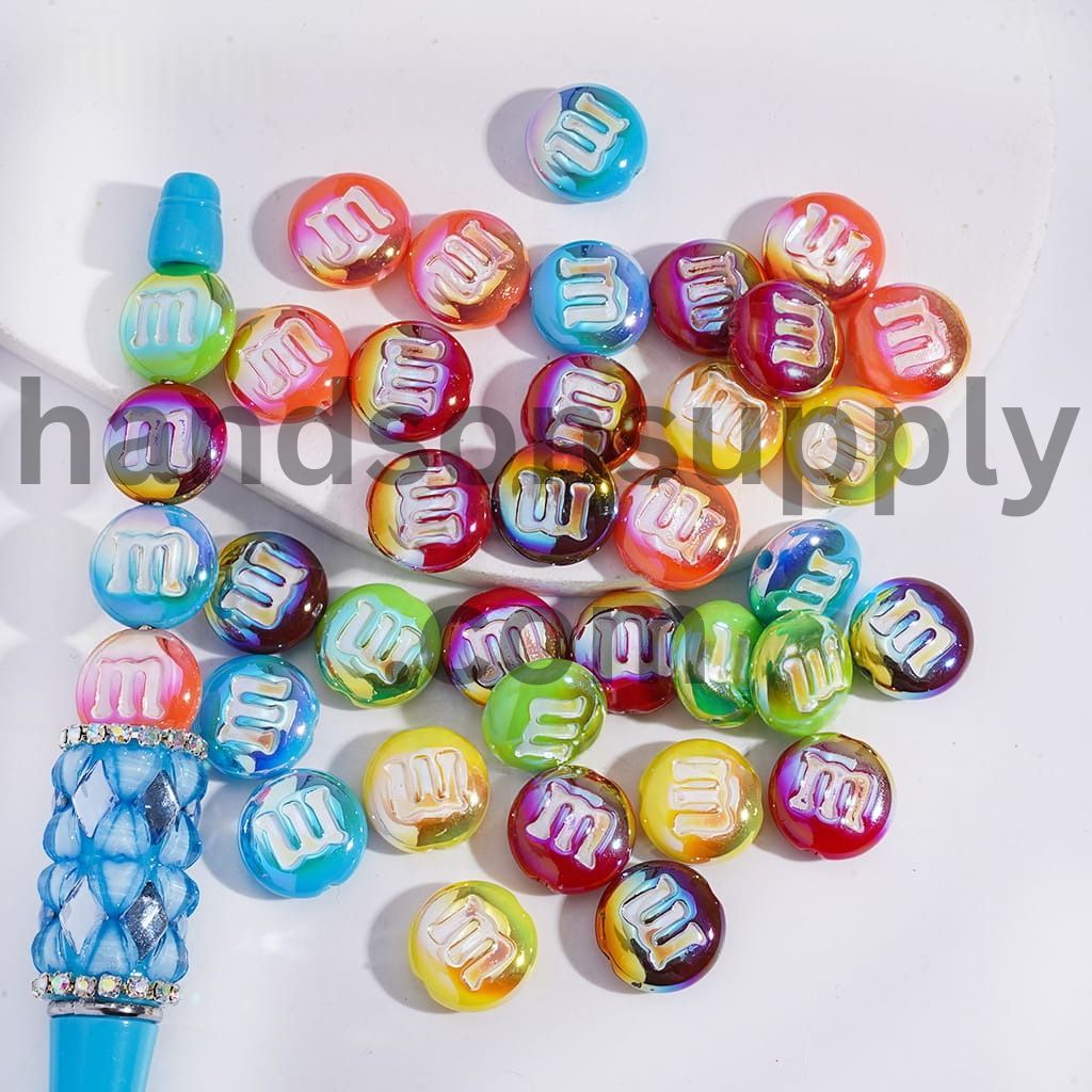 UV Coated Candy Chip Series Acrylic Beads 14MM Random Mix