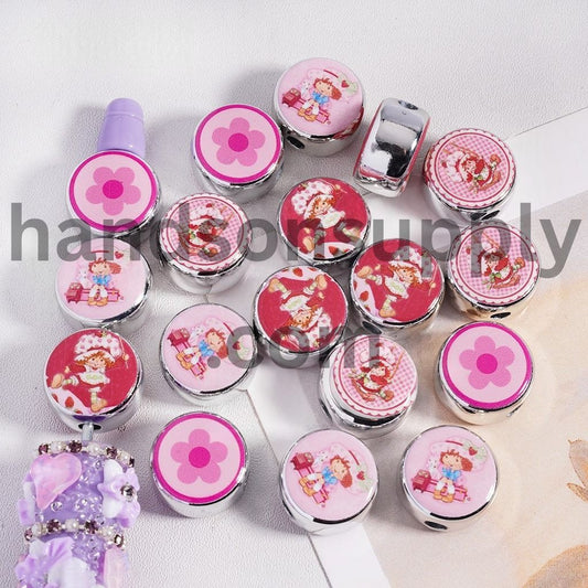 Berry Girl and Flower, Flat Round Shape, Acrylic Beads 16MM, Random mix