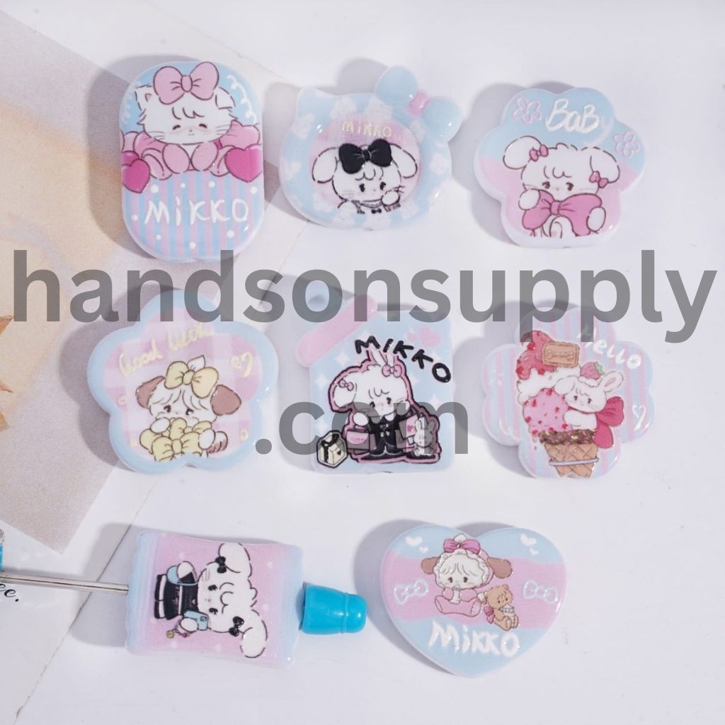 Blue and Pink Japanese Sweet Girl & Animal Prints Acrylic Beads Pendant Random Mix