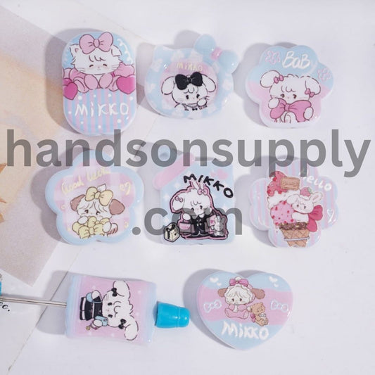 Blue and Pink Japanese Sweet Girl & Animal Prints Acrylic Beads Pendant Random Mix