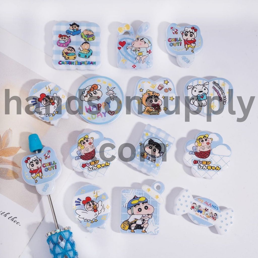 Japanese Funny Boy Characters, Light Blue Acrylic Beads Pendant Random Mix