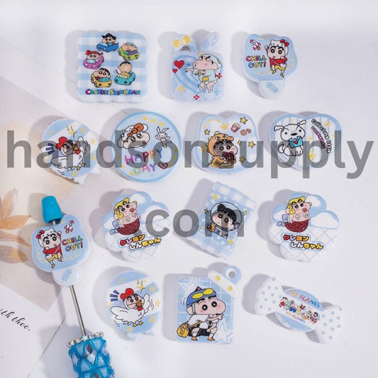 Japanese Funny Boy Characters, Light Blue Acrylic Beads Pendant Random Mix