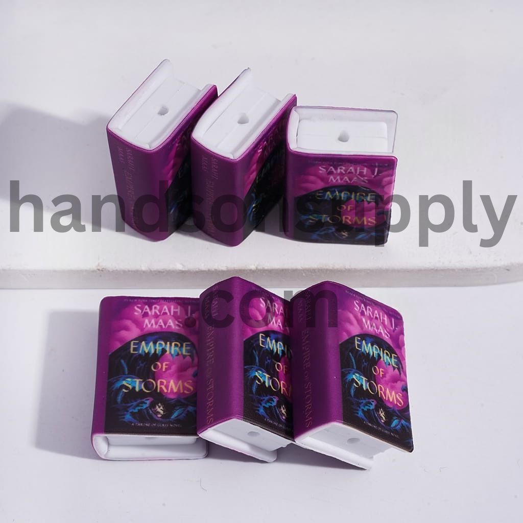 3D Mini Book with Rolling Waves Under Purple Sky Pattern Teenage Fantasy Series Silicone Focal Beads