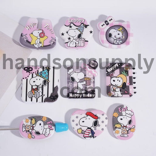Beagle Dog Series Prints in Various Designs Acrylic Pendant Beads Random Mix