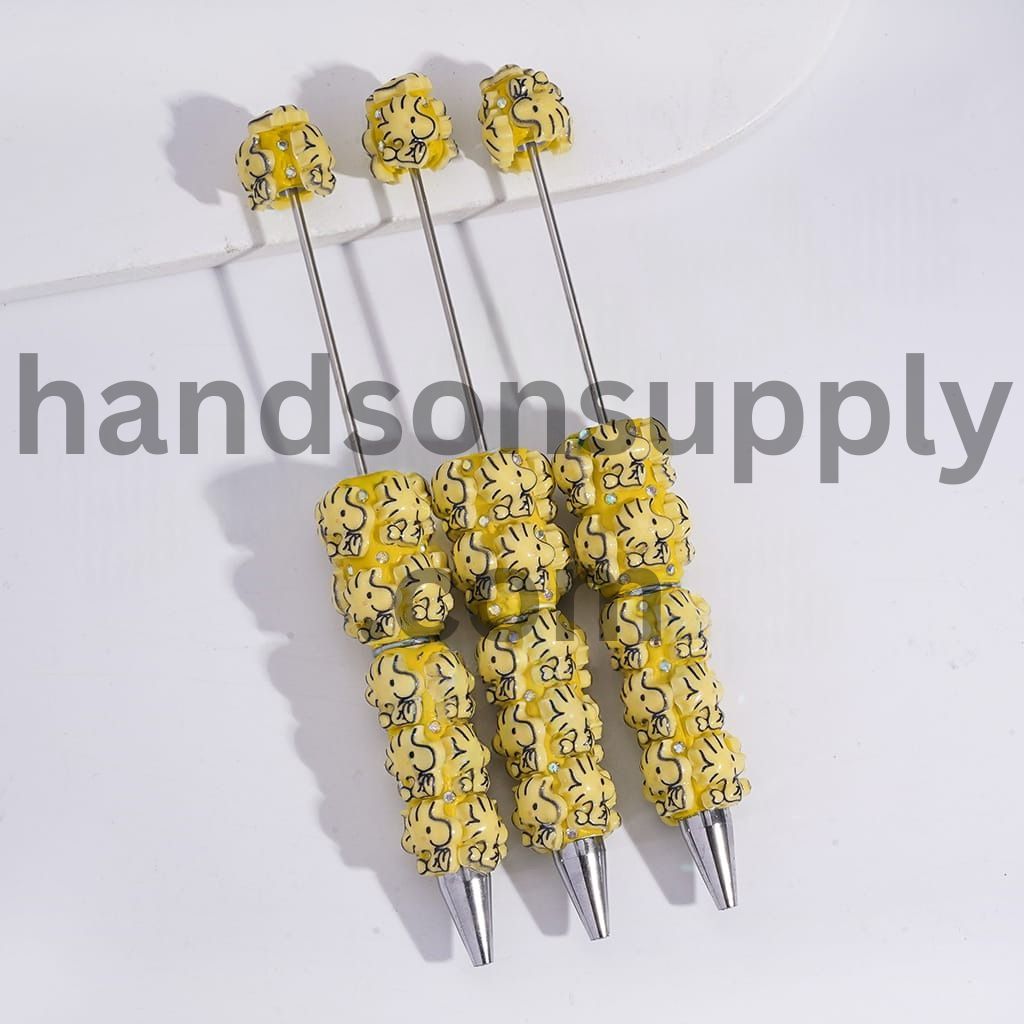 Yellow Bird and AB Rhinestones Beadable Clay Pens