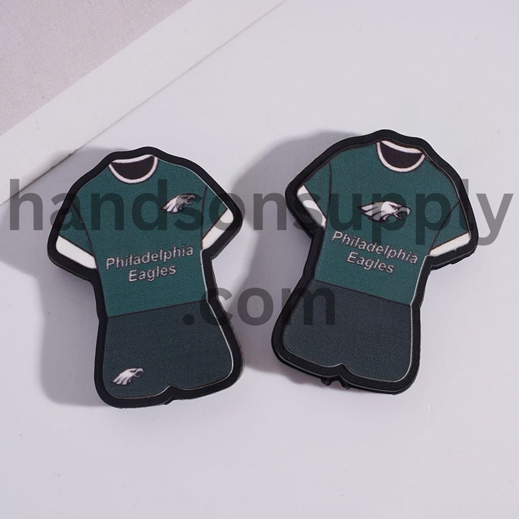 Bird Team Philly Football Green & White Color Jersey Design Silicone Focal Beads