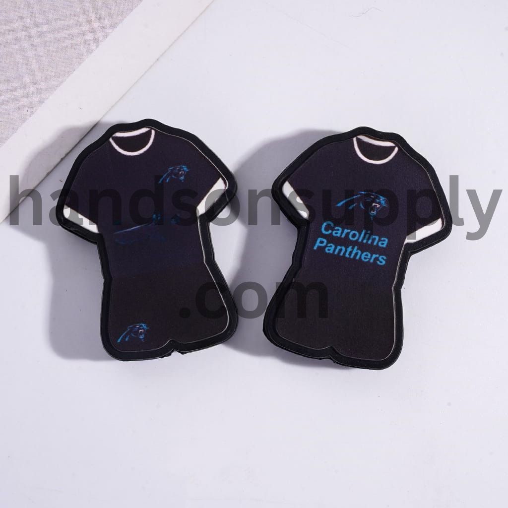 Carolina Football Set Black & Dark Blue Color Jersey Design Silicone Focal Beads