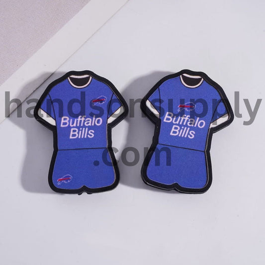Buffalo Football Set Blue Color Jersey Design Silicone Focal Beads