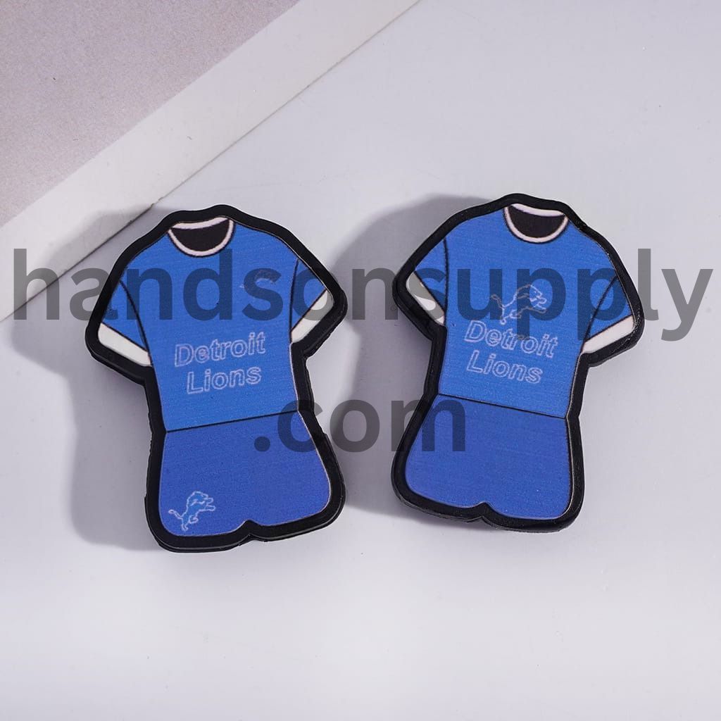 Detroit Football Set Light Blue Jersey Design Silicone Focal Beads