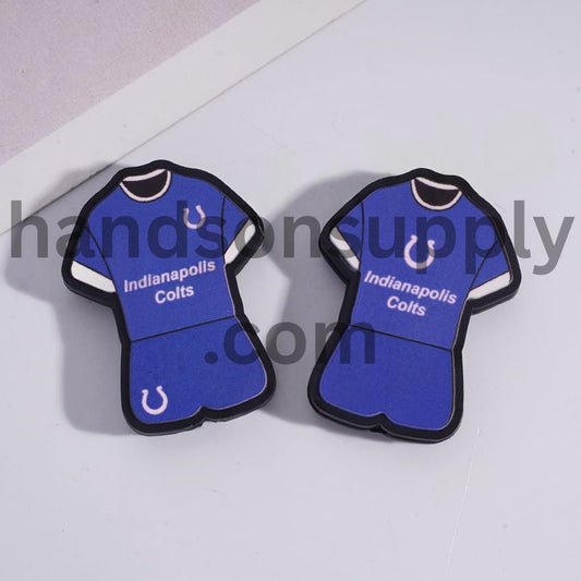 Indy Football Set Blue Color Jersey Design Silicone Focal Beads