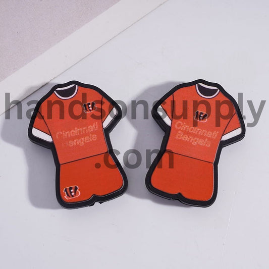 Cincinnati Football Set Orange Color Jersey Design Silicone Focal Beads