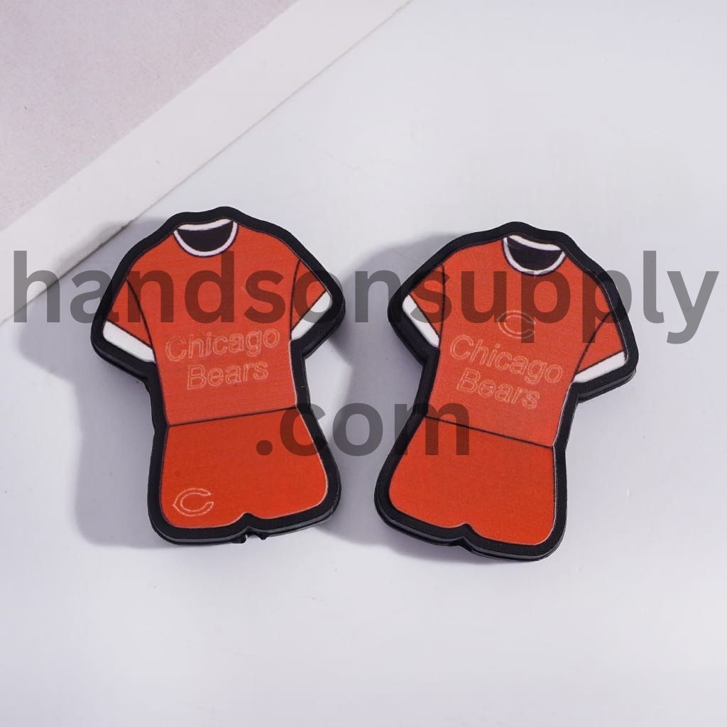 Chicago Football Set Orange Jersey Design Silicone Focal Beads