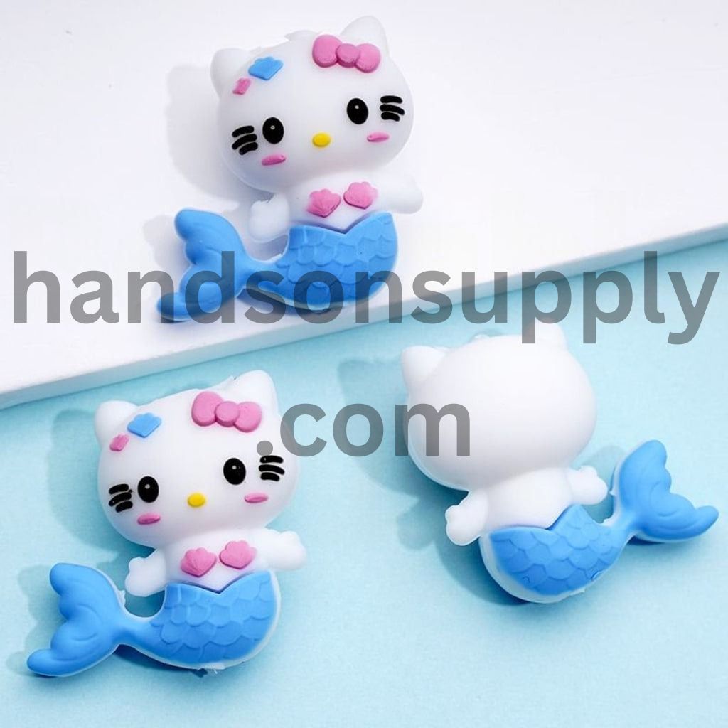 Adorable 3D Cute Character Cat Mermaid Fish Silicone Focal Beads