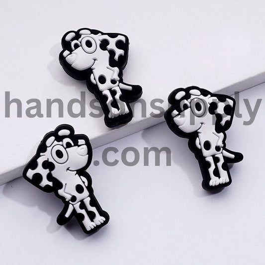 Cute Blue Puppy Dog Dalmatian Silicone Focal Beads