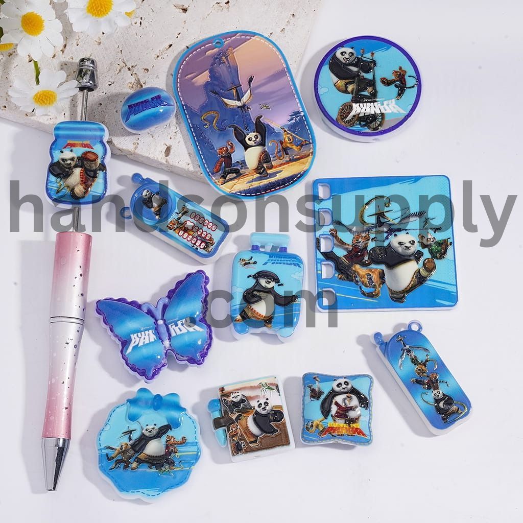 Smart Panda Character Series, in Various Shapes & Design Acrylic Beads Pendant Random Mix