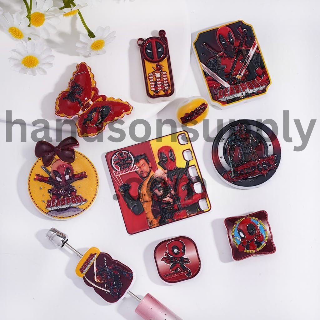Red Character Series in Various Design Acrylic Pendant Beads Random Mix