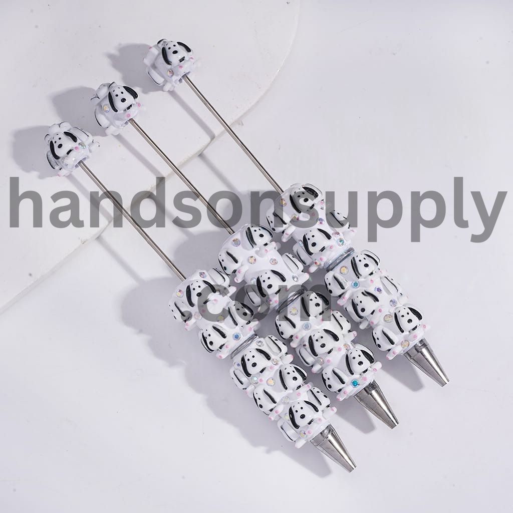 Cute Beagle Dog Character with AB Rhinestones Beadable Clay Pens