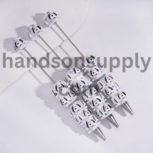 Cute Beagle Dog Character with AB Rhinestones Beadable Clay Pens