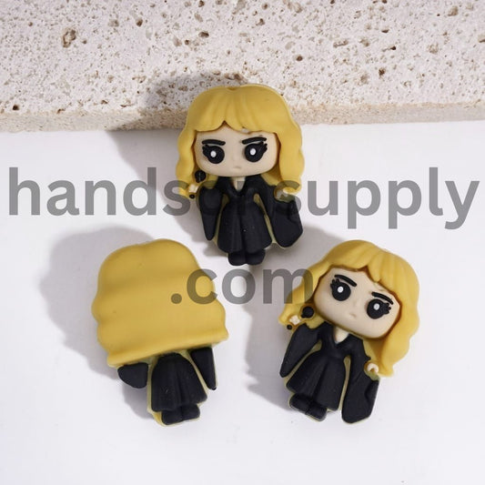 3D Cute Girl Wizard Boy Series Wearing Black Clothes Character Silicone Focal Beads
