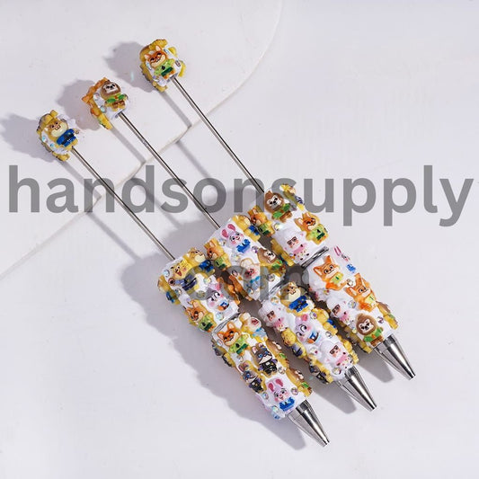 Crazy Animal City Character Series with AB Rhinestones Beadable Clay Pens