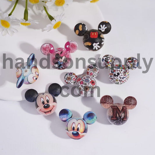 Frosted Classic Mouse Head Shape Acrylic Beads 23*29mm Random Mix