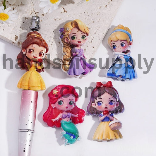 Classic Animation Beautiful Princess Prints Acrylic Beads 44MM Random Mix