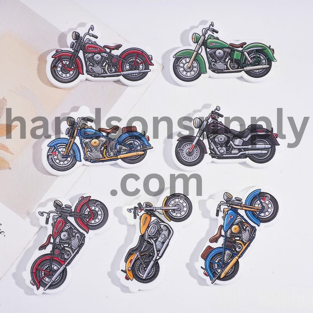 Motorcycle Shape Acrylic Beads 29*48MM, Random Mix