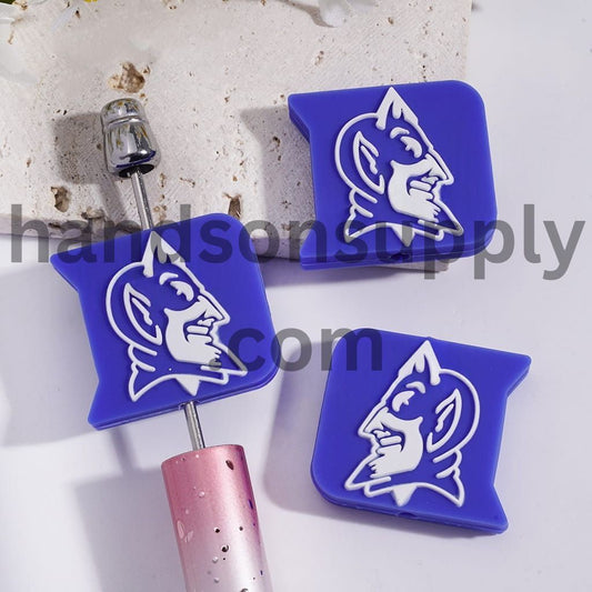 Duke Blue Devils Basketball Mascot Portrait Blue Background Sports Silicone Focal Beads