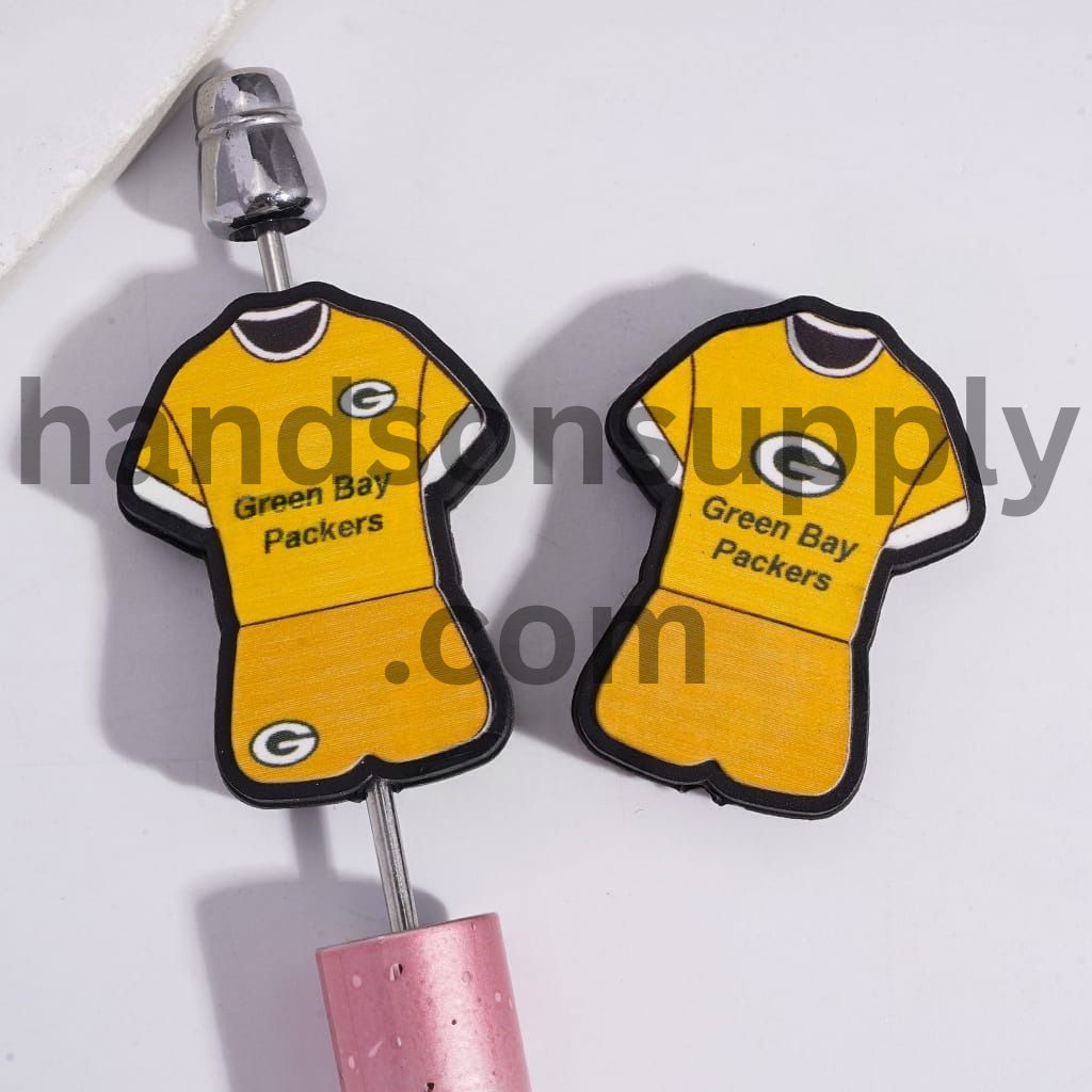 Green Bay Football Set Jersey Sport Theme Silicone Focal Beads