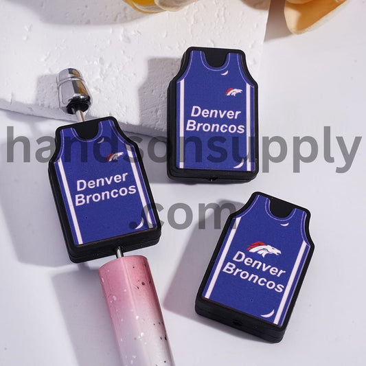 Denver Football Jersey Sports Theme Design Silicone Focal Bead