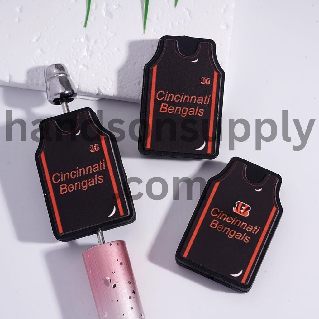 Cincinnati Football Bengals Sports Theme Jersey Silicone Focal Bead