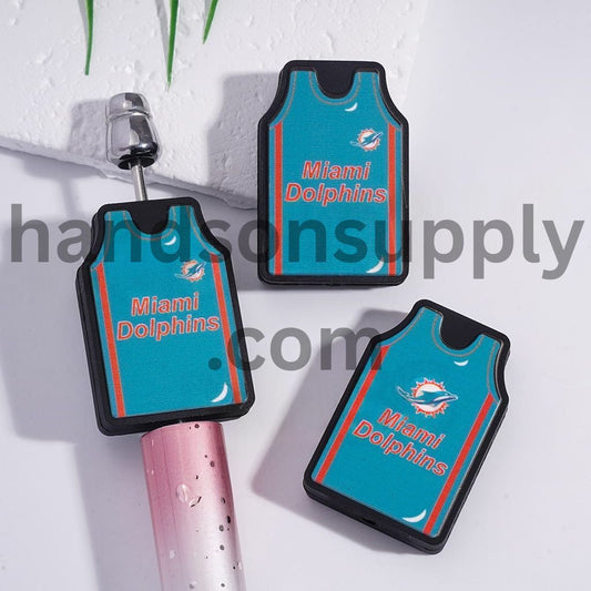 Miami Football Jersey Dolphins Team Sports Design Silicone Focal Bead